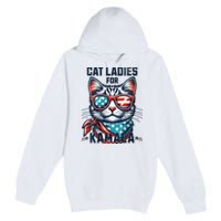 Cat Ladies For Kamala Funny Cat 2024 President 2024 Election Kamalaharris Premium Pullover Hoodie