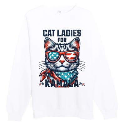 Cat Ladies For Kamala Funny Cat 2024 President 2024 Election Kamalaharris Premium Crewneck Sweatshirt