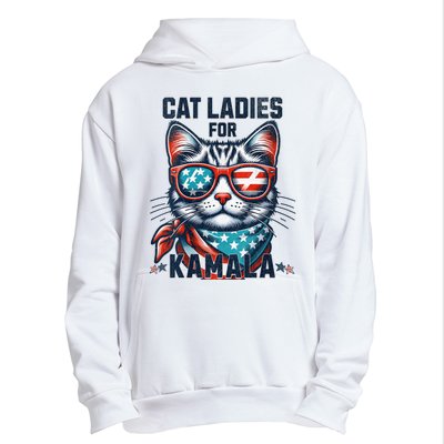 Cat Ladies For Kamala Funny Cat 2024 President 2024 Election Kamalaharris Urban Pullover Hoodie