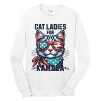 Cat Ladies For Kamala Funny Cat 2024 President 2024 Election Kamalaharris Tall Long Sleeve T-Shirt