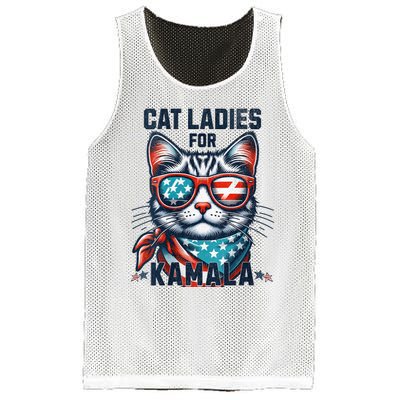 Cat Ladies For Kamala Funny Cat 2024 President 2024 Election Kamalaharris Mesh Reversible Basketball Jersey Tank