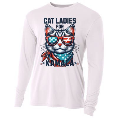 Cat Ladies For Kamala Funny Cat 2024 President 2024 Election Kamalaharris Cooling Performance Long Sleeve Crew