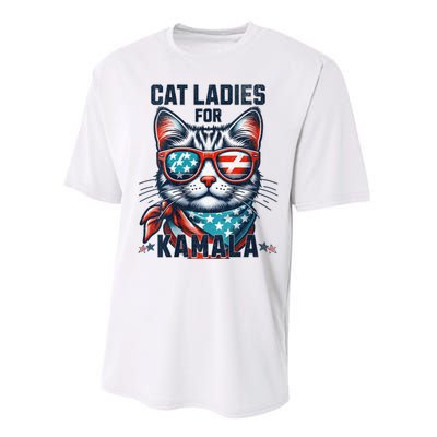 Cat Ladies For Kamala Funny Cat 2024 President 2024 Election Kamalaharris Performance Sprint T-Shirt