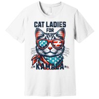 Cat Ladies For Kamala Funny Cat 2024 President 2024 Election Kamalaharris Premium T-Shirt