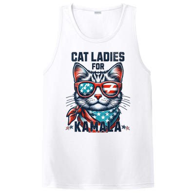 Cat Ladies For Kamala Funny Cat 2024 President 2024 Election Kamalaharris PosiCharge Competitor Tank