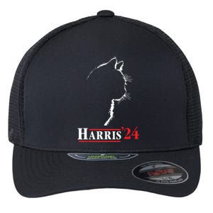 Cat Ladies For Kamala Funny Cat 2024 President Kamalaharris Flexfit Unipanel Trucker Cap