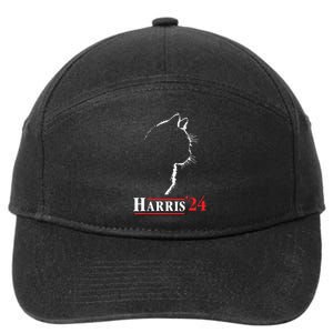 Cat Ladies For Kamala Funny Cat 2024 President Kamalaharris 7-Panel Snapback Hat