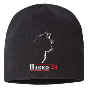 Cat Ladies For Kamala Funny Cat 2024 President Kamalaharris Sustainable Beanie