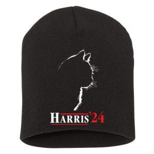 Cat Ladies For Kamala Funny Cat 2024 President Kamalaharris Short Acrylic Beanie