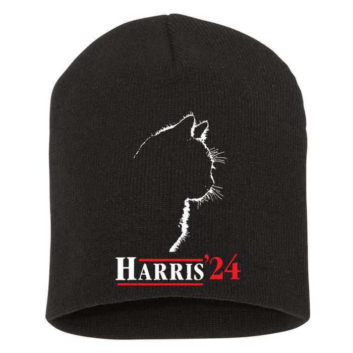 Cat Ladies For Kamala Funny Cat 2024 President Kamalaharris Short Acrylic Beanie