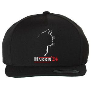 Cat Ladies For Kamala Funny Cat 2024 President Kamalaharris Wool Snapback Cap