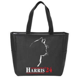 Cat Ladies For Kamala Funny Cat 2024 President Kamalaharris Zip Tote Bag