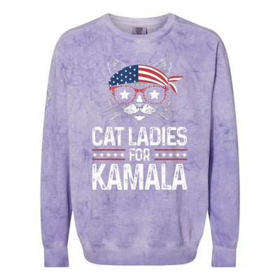 Cat Ladies For Kamala Funny Cat 2024 President Kamala Harris Colorblast Crewneck Sweatshirt