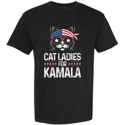 Cat Ladies For Kamala Funny Cat 2024 President Kamala Harris Garment-Dyed Heavyweight T-Shirt