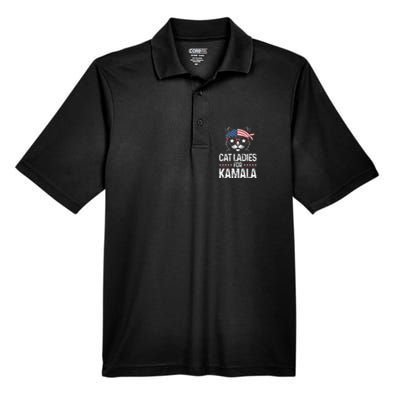 Cat Ladies For Kamala Funny Cat 2024 President Kamala Harris Men's Origin Performance Pique Polo