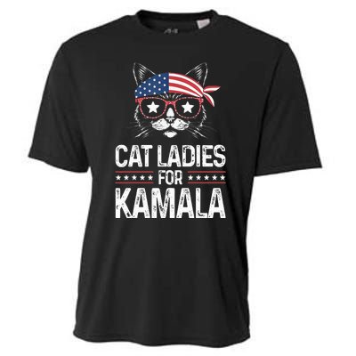 Cat Ladies For Kamala Funny Cat 2024 President Kamala Harris Cooling Performance Crew T-Shirt