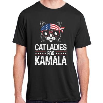 Cat Ladies For Kamala Funny Cat 2024 President Kamala Harris Adult ChromaSoft Performance T-Shirt