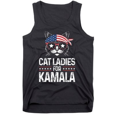 Cat Ladies For Kamala Funny Cat 2024 President Kamala Harris Tank Top