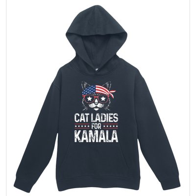 Cat Ladies For Kamala Funny Cat 2024 President Kamala Harris Urban Pullover Hoodie