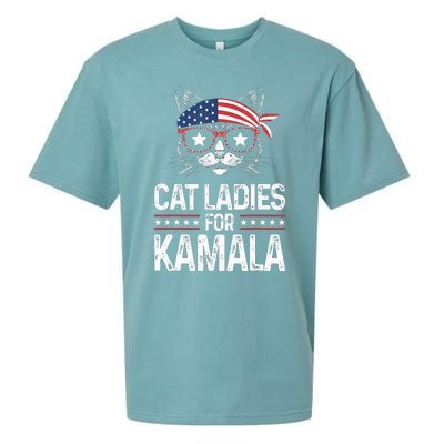 Cat Ladies For Kamala Funny Cat 2024 President Kamala Harris Sueded Cloud Jersey T-Shirt