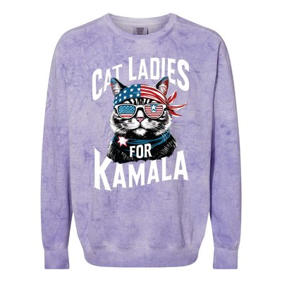 Cat Ladies For Kamala 2024 President Kamalaharris Colorblast Crewneck Sweatshirt