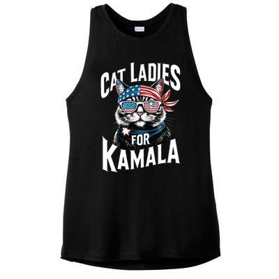 Cat Ladies For Kamala 2024 President Kamalaharris Ladies PosiCharge Tri-Blend Wicking Tank