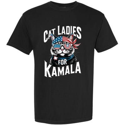 Cat Ladies For Kamala 2024 President Kamalaharris Garment-Dyed Heavyweight T-Shirt