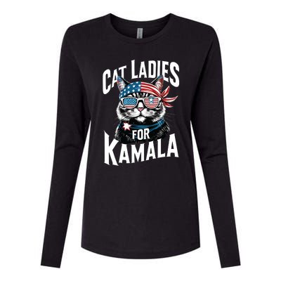 Cat Ladies For Kamala 2024 President Kamalaharris Womens Cotton Relaxed Long Sleeve T-Shirt