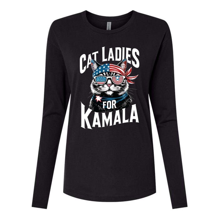 Cat Ladies For Kamala 2024 President Kamalaharris Womens Cotton Relaxed Long Sleeve T-Shirt