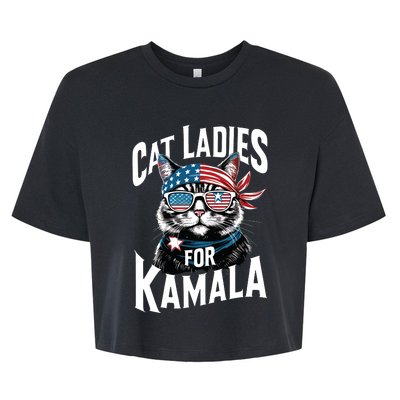 Cat Ladies For Kamala 2024 President Kamalaharris Bella+Canvas Jersey Crop Tee