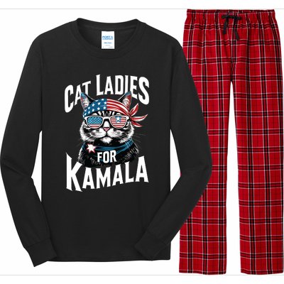 Cat Ladies For Kamala 2024 President Kamalaharris Long Sleeve Pajama Set