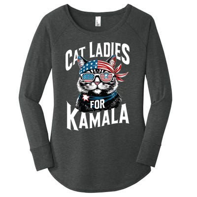 Cat Ladies For Kamala 2024 President Kamalaharris Women's Perfect Tri Tunic Long Sleeve Shirt