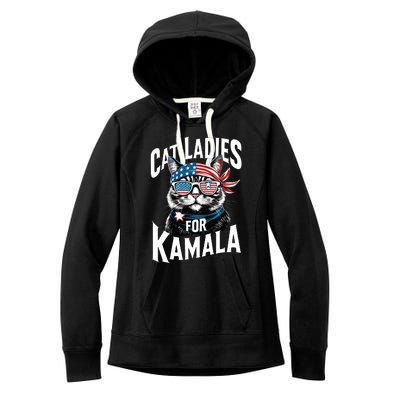 Cat Ladies For Kamala 2024 President Kamalaharris Women's Fleece Hoodie