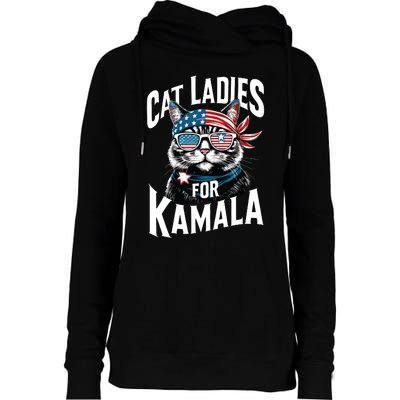 Cat Ladies For Kamala 2024 President Kamalaharris Womens Funnel Neck Pullover Hood