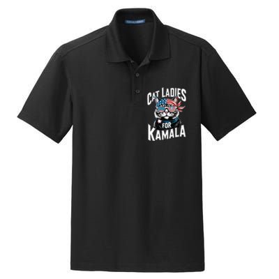 Cat Ladies For Kamala 2024 President Kamalaharris Dry Zone Grid Polo