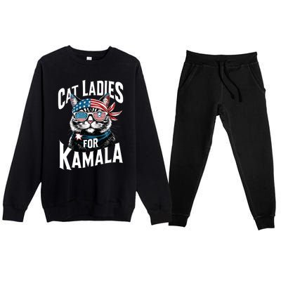 Cat Ladies For Kamala 2024 President Kamalaharris Premium Crewneck Sweatsuit Set