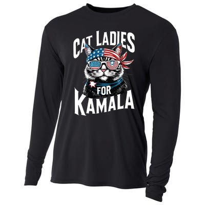 Cat Ladies For Kamala 2024 President Kamalaharris Cooling Performance Long Sleeve Crew