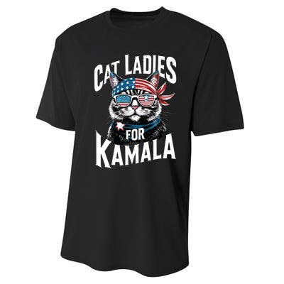 Cat Ladies For Kamala 2024 President Kamalaharris Performance Sprint T-Shirt