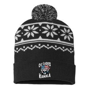 Cat Ladies For Kamala 2024 President Kamalaharris USA-Made Snowflake Beanie