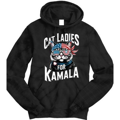 Cat Ladies For Kamala 2024 President Kamalaharris Tie Dye Hoodie