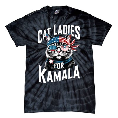 Cat Ladies For Kamala 2024 President Kamalaharris Tie-Dye T-Shirt