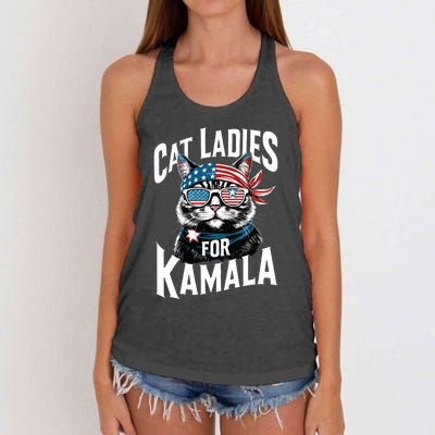 Cat Ladies For Kamala 2024 President Kamalaharris Women's Knotted Racerback Tank