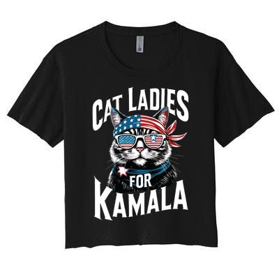 Cat Ladies For Kamala 2024 President Kamalaharris Women's Crop Top Tee