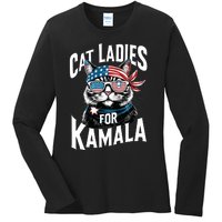 Cat Ladies For Kamala 2024 President Kamalaharris Ladies Long Sleeve Shirt