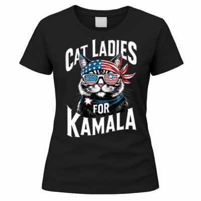 Cat Ladies For Kamala 2024 President Kamalaharris Women's T-Shirt