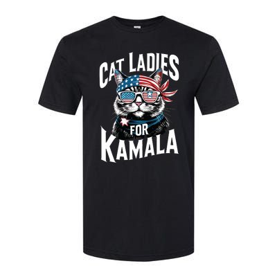 Cat Ladies For Kamala 2024 President Kamalaharris Softstyle CVC T-Shirt