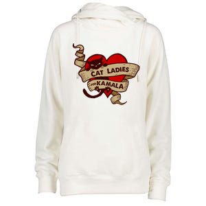 Cat Ladies For Kamala Gift Womens Funnel Neck Pullover Hood