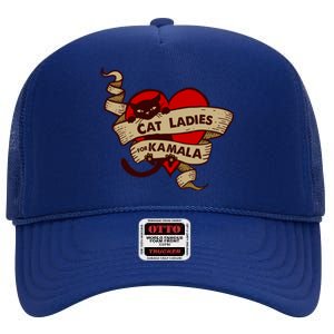 Cat Ladies For Kamala Gift High Crown Mesh Back Trucker Hat