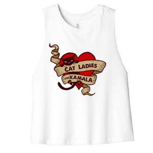 Cat Ladies For Kamala Gift Women's Racerback Cropped Tank