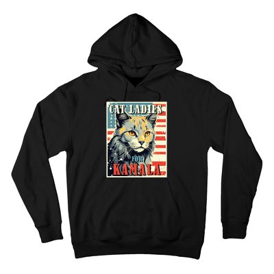 Cat Ladies For Kamala Funny Cat 2024 President Kamalaharris Hoodie